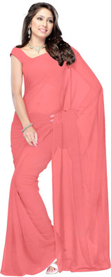 

Khushali Solid Fashion Georgette Saree(Pink), Gajari