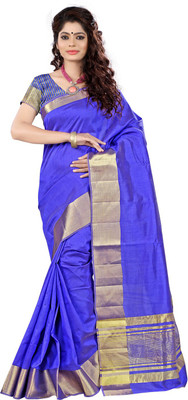 

Vastrakala Woven Fashion Tussar Silk Saree(Blue)