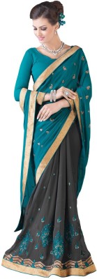 

Lovelylook Embroidered Fashion Georgette Saree(Multicolor), Sky blue & grey