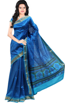 

Roopkala Silks Printed Fashion Silk Saree(Blue)