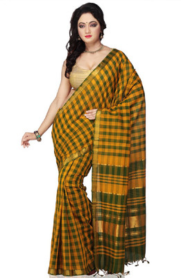 

Devi Handlooms Woven Mangalagiri Handloom Cotton Saree(Gold)