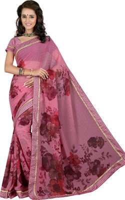 

Khoobee Self Design, Printed Fashion Chiffon Saree(Pink, Multicolor), Multicolor;pink