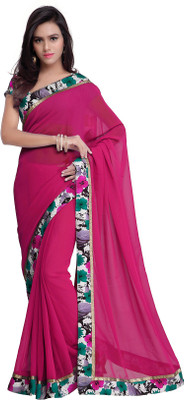 

Sourbh Sarees Solid Fashion Georgette Saree(Pink)