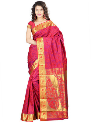 

Lovely Look Printed Daily Wear Art Silk Saree(Pink, Yellow), Pink & gold