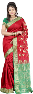 

Anushree Saree Self Design Fashion Handloom Banarasi Silk Saree(Multicolor), Red