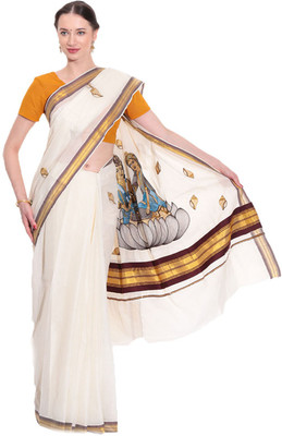 

Darps Self Design Balarampuram Cotton Saree(Multicolor), Cream