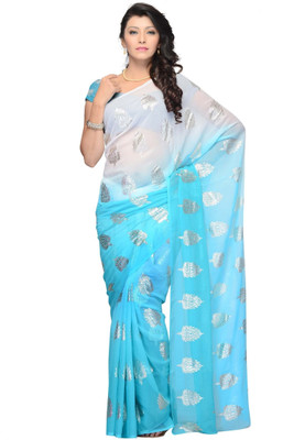 

JTInternational Self Design Fashion Georgette Saree(Blue)