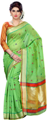 

Mimosa Woven Kanjivaram Cotton Saree(Green)