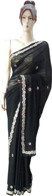 

JAY BHAIRAV Embroidered Daily Wear Synthetic Saree(Black)