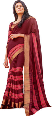 

Ishin Solid Fashion Cotton Saree(Maroon), Maroon & pink