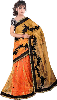 

Dancing Girl Embroidered Bollywood Net Saree(Brown)