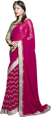 

Vandv Shop Printed Fashion Handloom Georgette Saree(Pink)