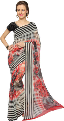 Blissta Floral Print Fashion Poly Georgette Saree(Multicolor)