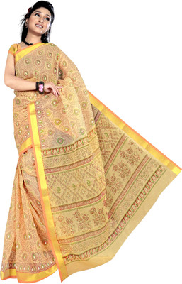 

Srujan Printed Fashion Cotton Saree(Orange)