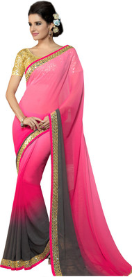 

Parisha Embroidered Fashion Georgette Saree(Multicolor), Pink & brown