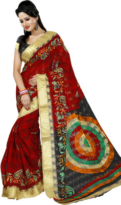 

Multi Retail Printed Bhagalpuri Printed Silk Saree(Red)