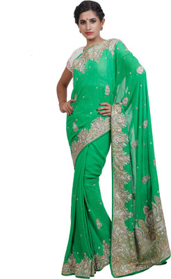 

Adaab Embroidered Bollywood Georgette Saree(Green)