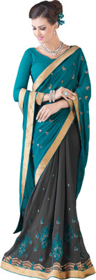 

Parisha Embroidered Fashion Georgette Saree(Blue, Grey)