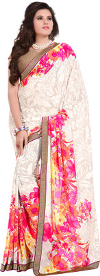 

Khushali Self Design, Printed Fashion Georgette Saree(White, Multicolor), Multicolor;white