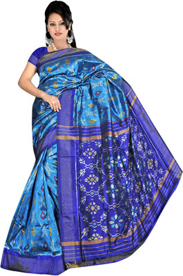 

Roopkala Silks Woven Pochampally Handloom Pure Silk Saree(Blue)