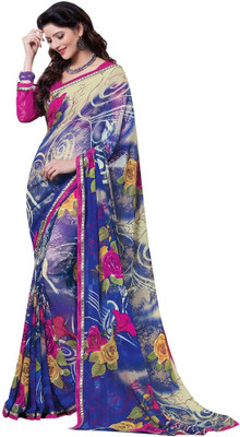 

Lovelylook Printed Fashion Georgette Saree(Multicolor), Blue & beige