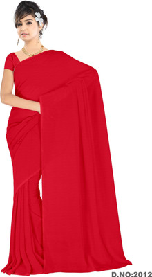 

Vardan Prints Plain Bollywood Chiffon Saree(Red)