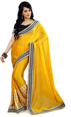 

Indian Wear Online Embroidered Fashion Chiffon Saree(Yellow)