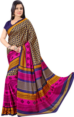 

Urban Vastra Geometric Print Fashion Raw Silk Saree(Gold), Gold & blue
