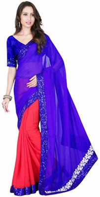 

Dancing Girl Embroidered Bollywood Georgette Saree(Blue)