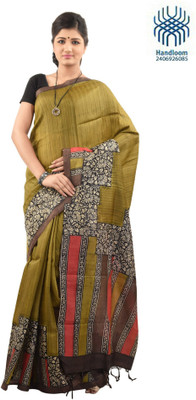 

Tantuja Self Design Murshidabad Handloom Silk Saree(Green)