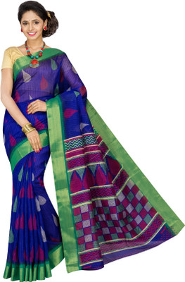 

Mathura Printed Paithani Cotton Saree(Multicolor)