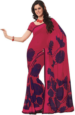 

Party Wear Dresses Printed Fashion Pure Chiffon Saree(Pink)
