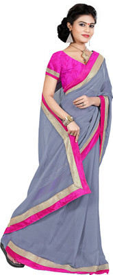 

Party Wear Dresses Solid Fashion Chiffon Saree(Grey)