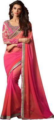 

M.S.Retail Solid Fashion Georgette Saree(Pink)