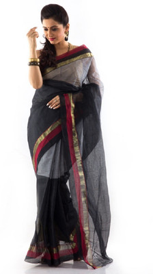 

Rudrakshhh Woven Tant Cotton Saree(Black)