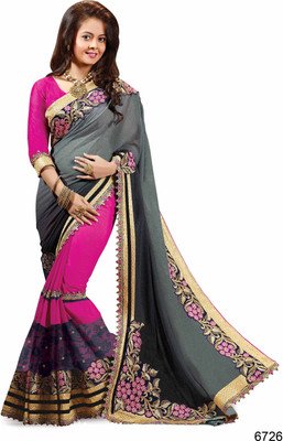 

Ridham Sarees Embroidered Fashion Georgette Saree(Multicolor)