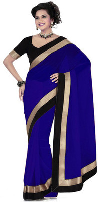 

Dancing Girl Solid Bollywood Chiffon Saree(Blue)