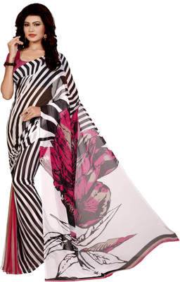 

LaazreeFashion Floral Print Bollywood Georgette Saree(Black, Pink)