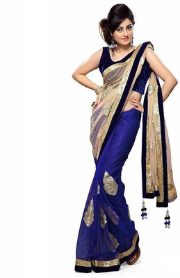

Aksh Fashion Embroidered Bollywood Net Saree(Blue)