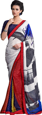

Diva Fashion-Surat Printed Bollywood Handloom Georgette Saree(Multicolor), Red;white