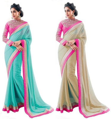 

Stylezone Self Design Fashion Chiffon Saree(Pack of 2, Multicolor)