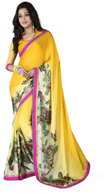 

Lovely Look Printed Daily Wear Satin, Chiffon Saree(Yellow, Multicolor)