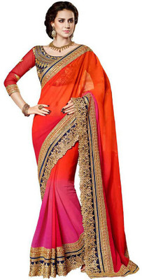 

KIRAN Self Design Bollywood Georgette Saree(Orange)