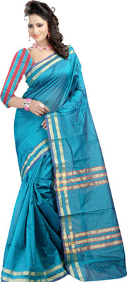 

Ansu Fashion Solid Fashion Art Silk Saree(Blue)