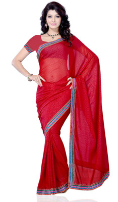 

JTInternational Printed Fashion Georgette Saree(Red)