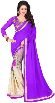 

Manthan Printed Daily Wear Georgette Saree(Purple, Multicolor)