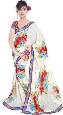 

Khoobee Printed Fashion Georgette Saree(White)