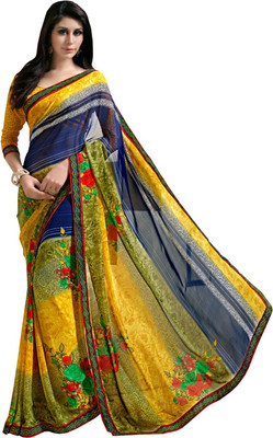 

Lovelylook Printed Fashion Georgette Saree(Multicolor), Blue;yellow