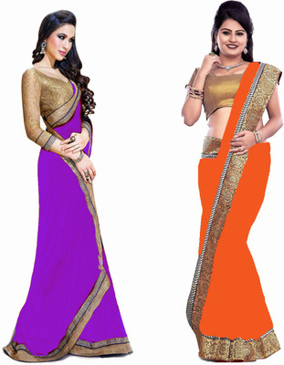 

Stylezone Self Design Fashion Chiffon Saree(Pack of 2, Purple, Orange), Orange;purple