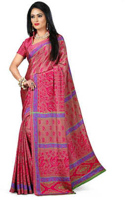 

Desi Butik Printed Fashion Crepe Saree(Pink), Raani